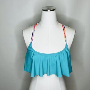 New Victoria’s Secret Pink Aqua Blue Swimsuit Bikini Top Braided Racerback Med